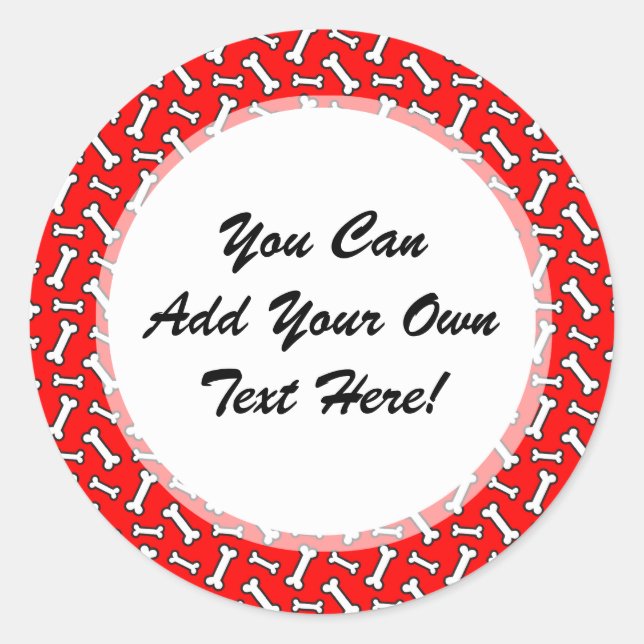 Funny Bright Red Dog Bone Pattern for Dog Lovers Classic Round Sticker (Front)