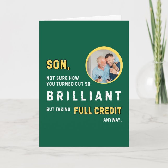 Funny Brilliant Son Green Birthday Card (Front)
