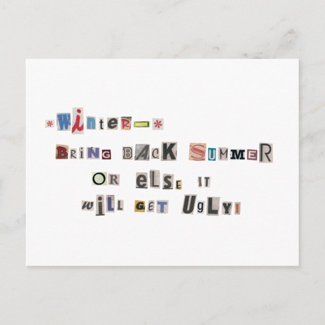 Funny Bring Back Summer Ransom Note Collage Postcard (Front)