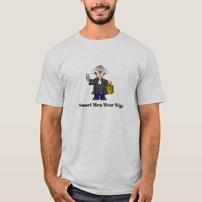 Funny British Barrister Lawyer with Wig T-shirt (Front)