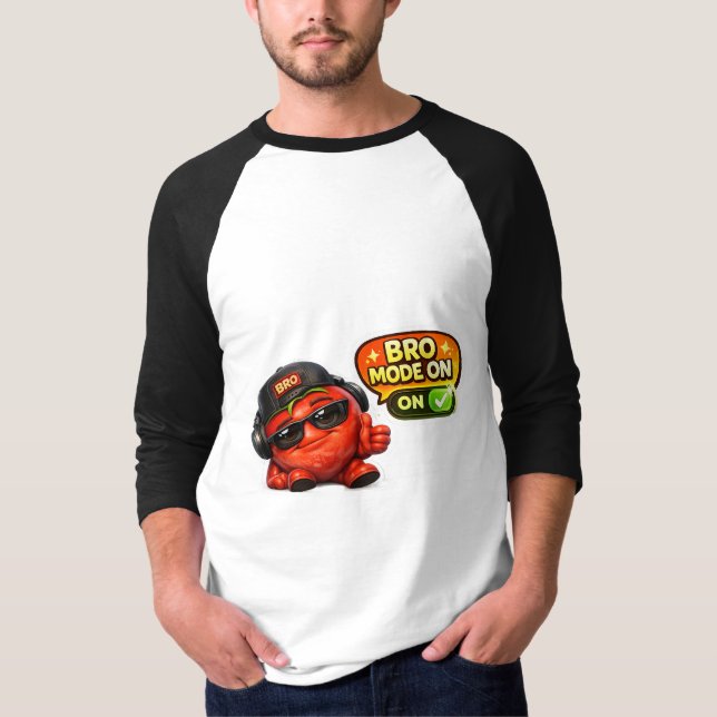 Funny Bro Mode On T-Shirt | Cute Animated Characte (Front)