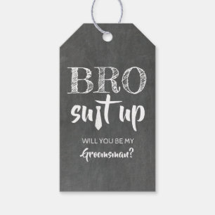 Funny Bro Suit Up Groomsman Proposal Gift Tags
