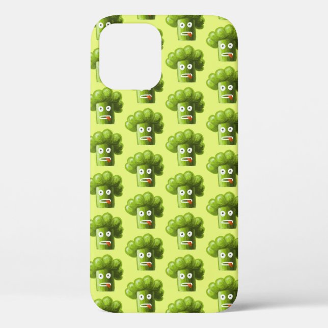 Funny Broccoli Green Cartoon Pattern Vegetarian Case-Mate iPhone Case (Back)