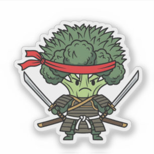 Funny Broccoli Samurai Warrior Japanese Art Illust