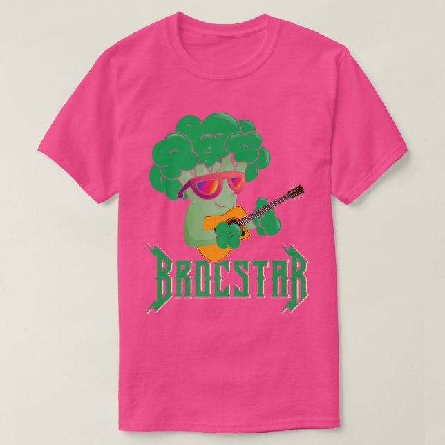 Funny Brocstar Guitar Broccoli  T-Shirt (Design Front)