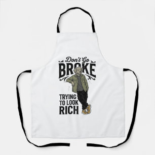 Funny Broke But Rich Vibes Vintage Dog Shirt Desig Apron