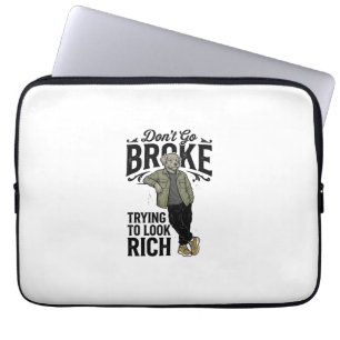 Funny Broke But Rich Vibes Vintage Dog Shirt Desig Laptop Sleeve