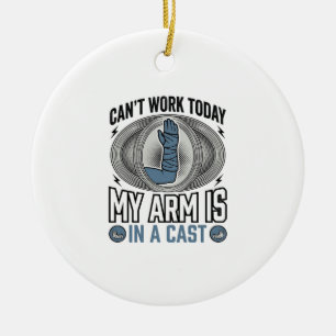 Funny Broken Arm Cast Vintage T-Shirt Design_1 Ceramic Tree Decoration