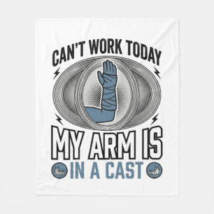 Funny Broken Arm Cast Vintage T-Shirt Design_1 Fleece Blanket