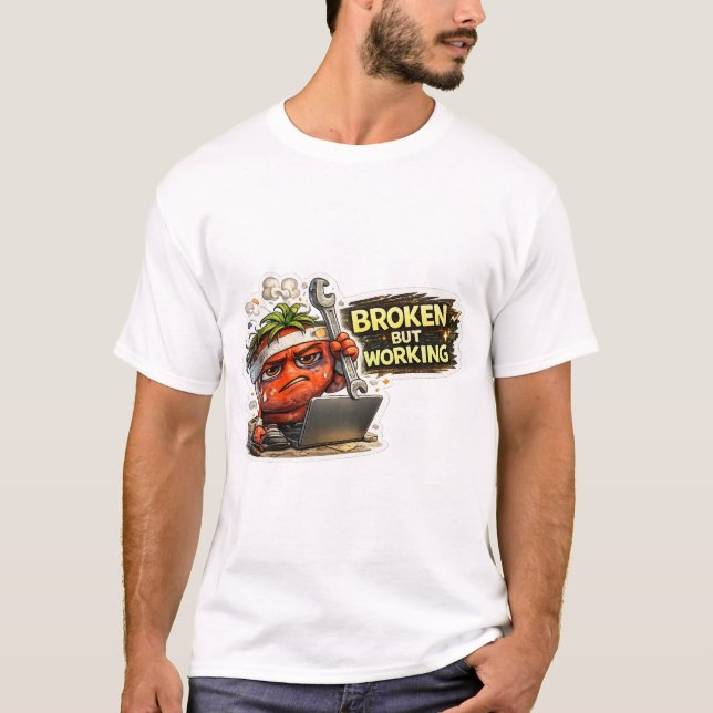 Funny Broken But Working Retro PC Computer Geek T- T-Shirt (Front)