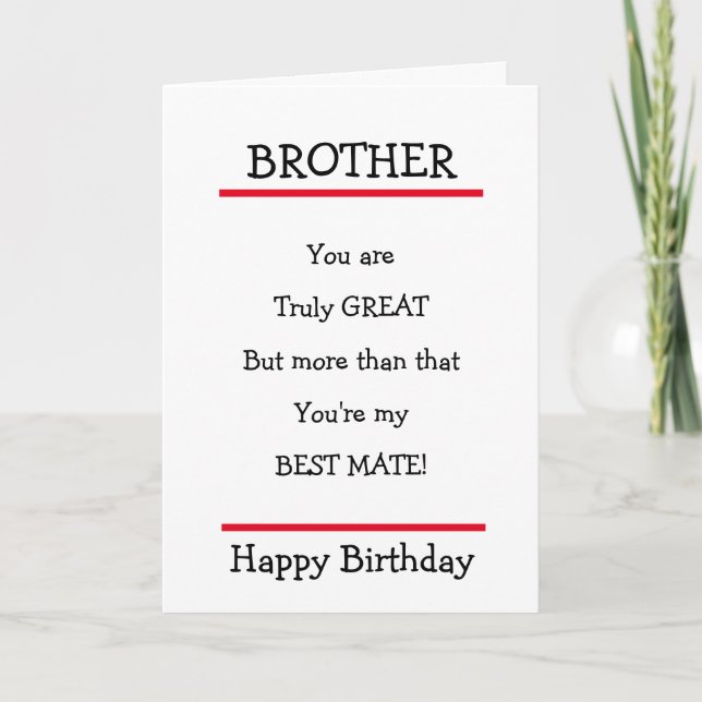 Funny Brother Best Mate Verse Birthday Card (Front)