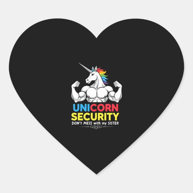 Funny Brother Unicorn Security Dont Mess With My S Heart Sticker (Front)