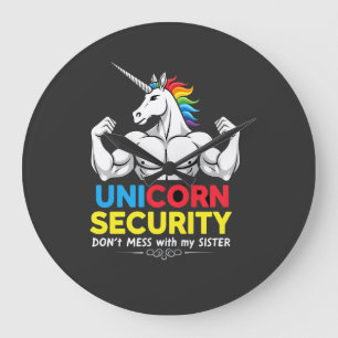 Funny Brother Unicorn Security Dont Mess With My S Large Clock