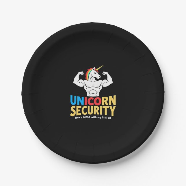 Funny Brother Unicorn Security Dont Mess With My S Paper Plate (Front)
