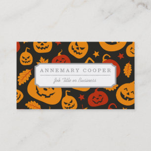 Funny Brown and Orange Halloween Pumpkins Pattern Business Card