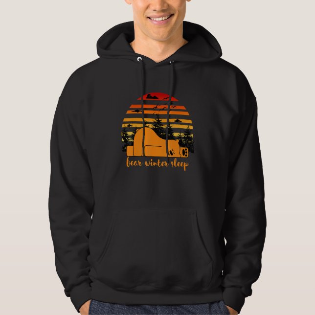 Funny Brown Bear Winter Sleep Hoodie (Front)