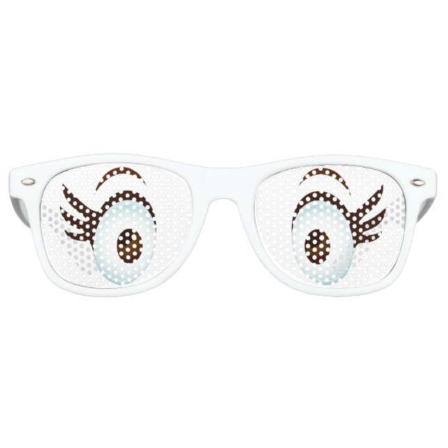 Funny Brown Cartoon Eyes with Long Eyelashes Retro Sunglasses (Front)