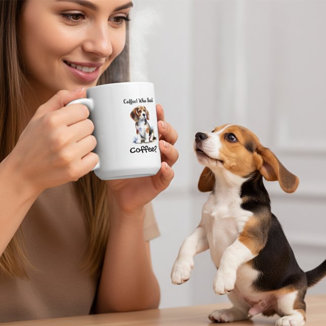 Funny BROWN 'Coffee' Beagle Personalise Coffee Mug (Creator Uploaded)