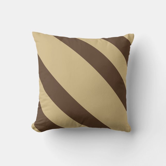 Funny Brown Diagonal Stripes Cushion (Front)