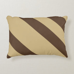 Funny Brown Diagonal Stripes Round Pillow