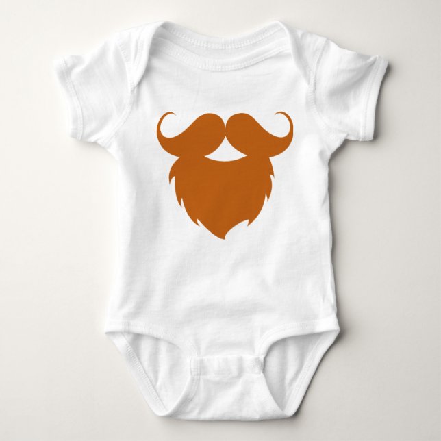 Funny Brown Moustache Baby Bodysuit (Front)