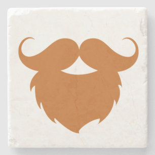 Funny Brown Moustache Stone Coaster