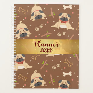 Funny Brown Pug Paws Personalised Planner