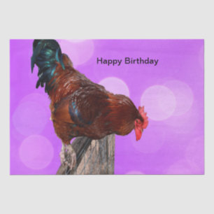 Funny Brown Rooster On A Fence Tissue Paper