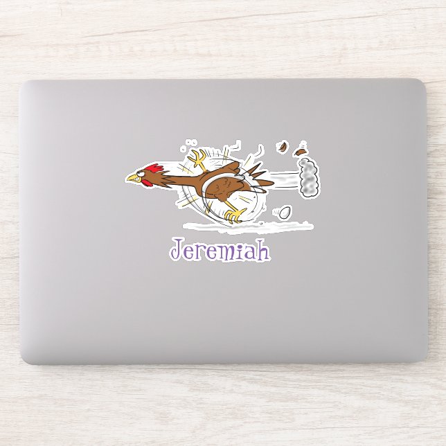 Funny brown running chicken pullet cartoon (Computer)