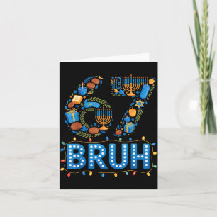 Funny Bruh 67 Six Seven Meme Hanukkah Lights Jewis Card