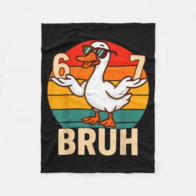 Funny Bruh Retro Duck 6 7 Meme Kids Teen Boys  Fleece Blanket (Front)