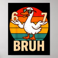 Funny Bruh Retro Duck 6 7 Meme Kids Teen Boys 