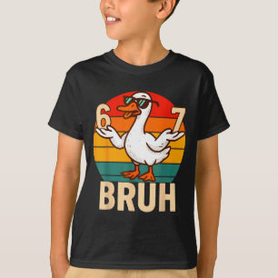 Funny Bruh Retro Duck 6 7 Meme Kids Teen Boys  T-Shirt