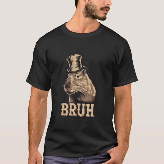 Funny Bruh Sayings Funny Capybara Meme Sarcasm Cap T-Shirt (Front)