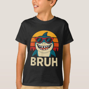 Funny Bruh Shark With Sungles Meme  T-Shirt