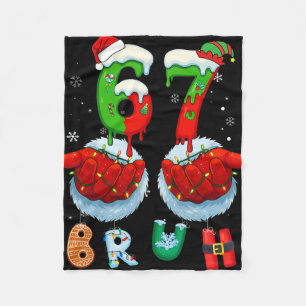 Funny Bruh Six Seven 67 Meme 6 7 Christmas Santa H Fleece Blanket