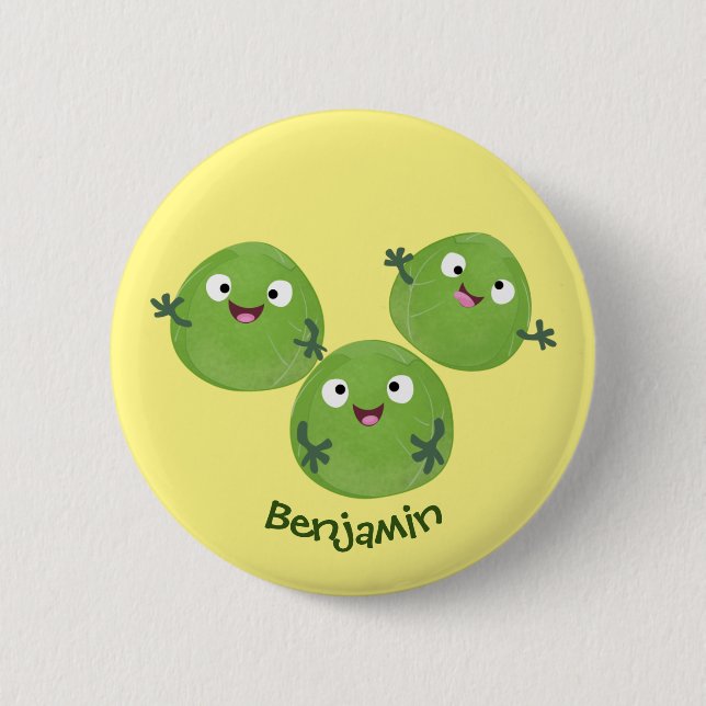 Funny Brussels sprouts vegetables cartoon 6 Cm Round Badge (Front)