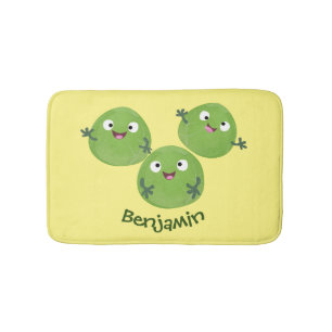 Funny Brussels sprouts vegetables cartoon Bath Mat