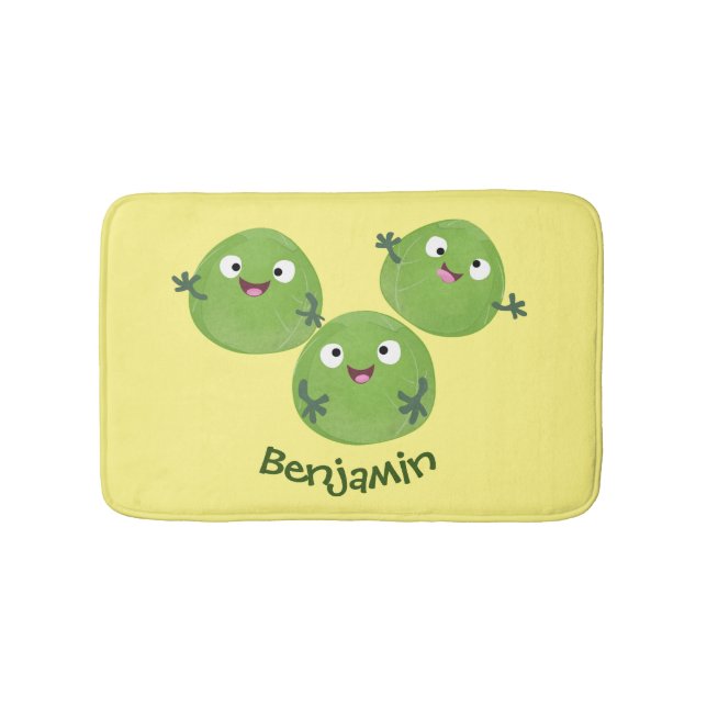 Funny Brussels sprouts vegetables cartoon Bath Mat (Front)