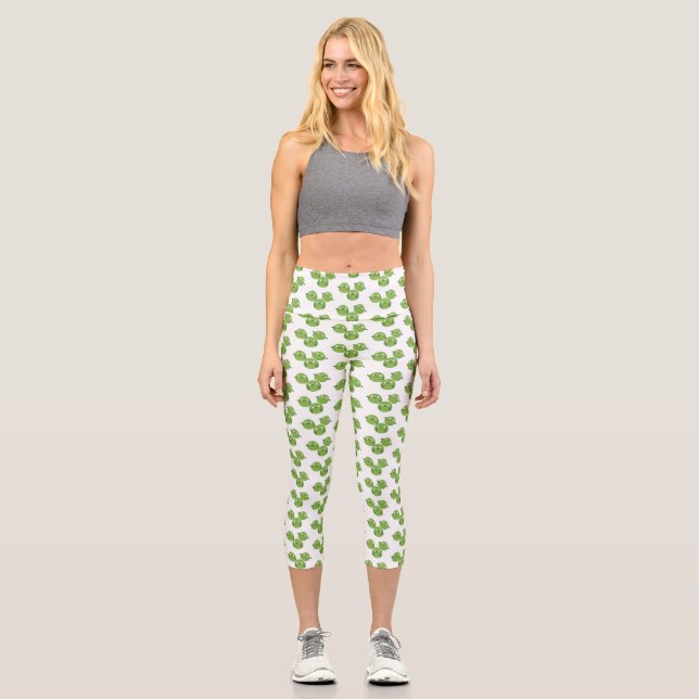 Funny Brussels sprouts vegetables cartoon Capri Leggings (Front)