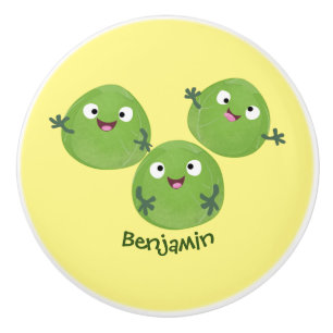Funny Brussels sprouts vegetables cartoon Ceramic Knob