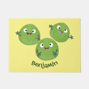 Funny Brussels sprouts vegetables cartoon Doormat