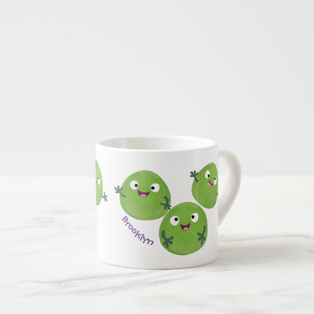 Funny Brussels sprouts vegetables cartoon Espresso Cup (Front Right)