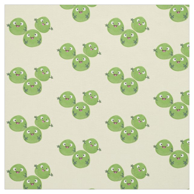 Funny Brussels sprouts vegetables cartoon Fabric (Swatch)
