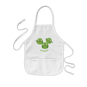 Funny Brussels sprouts vegetables cartoon Kids Apron