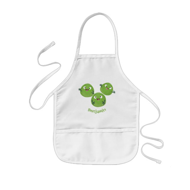 Funny Brussels sprouts vegetables cartoon Kids Apron (Front)