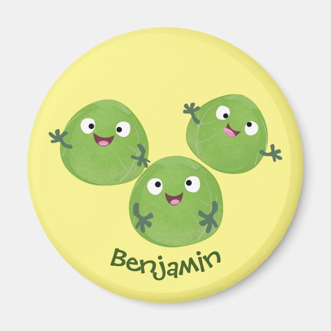 Funny Brussels sprouts vegetables cartoon Magnet (Front)