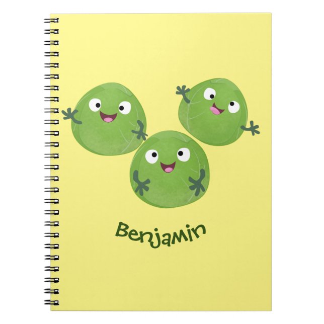 Funny Brussels sprouts vegetables cartoon Notebook (Front)