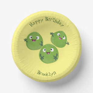 Funny Brussels sprouts vegetables cartoon Paper Plate