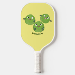 Funny Brussels sprouts vegetables cartoon Pickleball Paddle